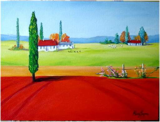 Country living, oil painting by artist Mary Papas