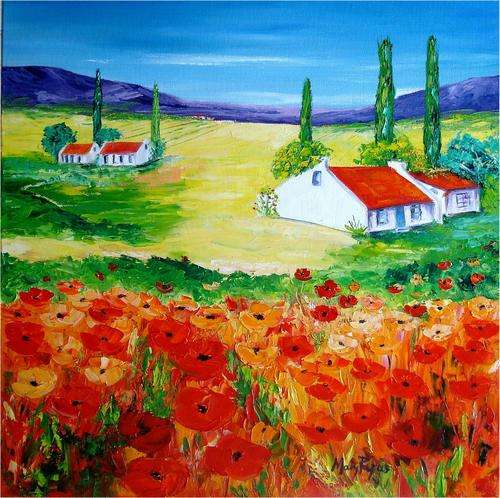 Blooming Country, oil painting by Mary Papas>>SPECIAL<<