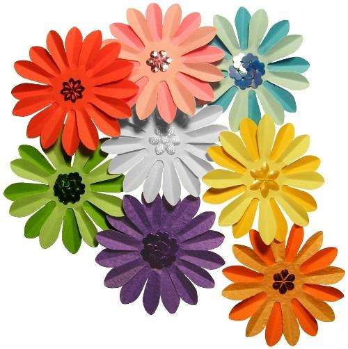 30x Bright Colours Paper Flowers