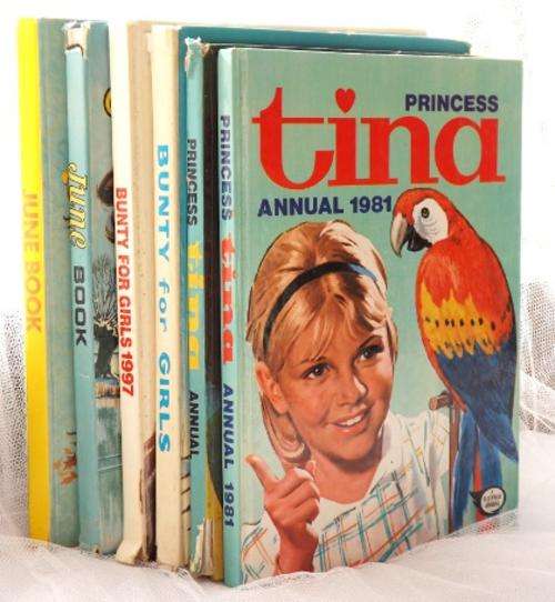 x6 June, Bunty, and Princess Tina Girls Annuals
