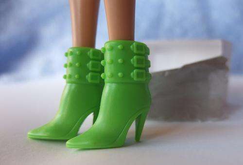 green barbie boots toy doll shoes