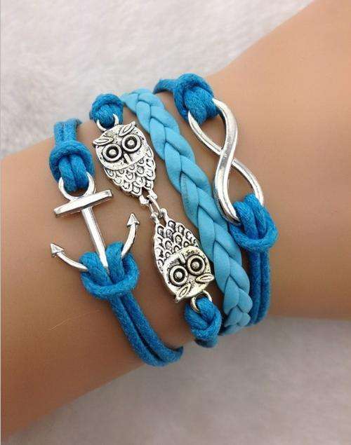 Anchor, own and infinity bracelet (blue)