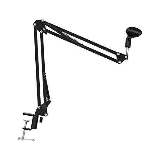 Microphone Suspension Boom Scissor Arm Desktop Stand with Mic Holder (Excl Mic)