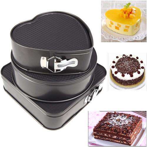 3 Pcs- Non Stick Removable Bottom Shape Cake Mould