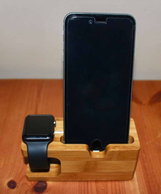 iPhone and Apple Watch Charging Dock/Stand (Bamboo)