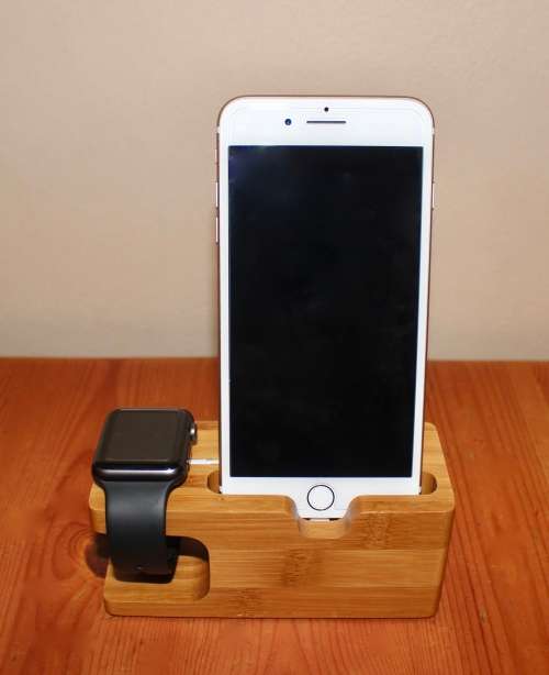 iPhone and Apple Watch Charging Dock/Stand (Bamboo)