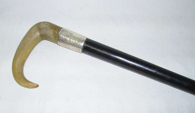 Aumy - Old Walking Stick With Hallmarked Silver Collar