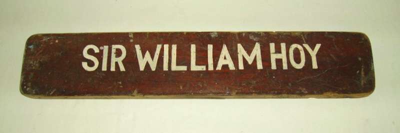 Aumy - Sir William Hoy. NAME PLAQUE ( Tug Boat )