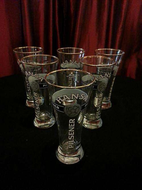 HANSA Pilsener Draught Glasses 500ML (Set of 6)