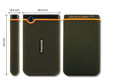 250GB 2.5"  Portable HDD - Transcend StoreJet M Series -  USB Powered-Military Standard Drop Tested