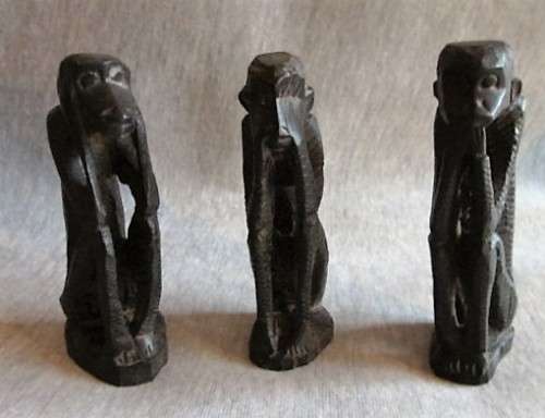 Wood Carved Monkeys - See / Speak / Hear no Evil