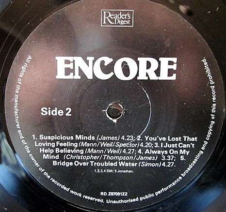 Elvis Presley Encore RDZ 87091ZZ Bonus B-1/RDZ 87091ZZ Bonus A