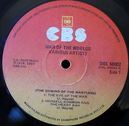 The War of the Worlds Jeff Wayne's Musical Version DOL 50002 B3/A3 -GRC 2474 /GRC 2473