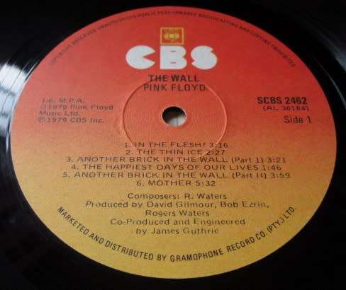 Pink Floyd The Wall SCBS 2462 BL 36184 IK-A / SCBS 2462 HM PAL 36185 IM-C/D