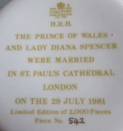 Coal Port H.R.H. Marriage of Prince Charles and Lady Diana Spencer Limited Edition