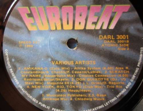 Eurobeat Vol One (DARL3001) 2x Vinyl LP Records