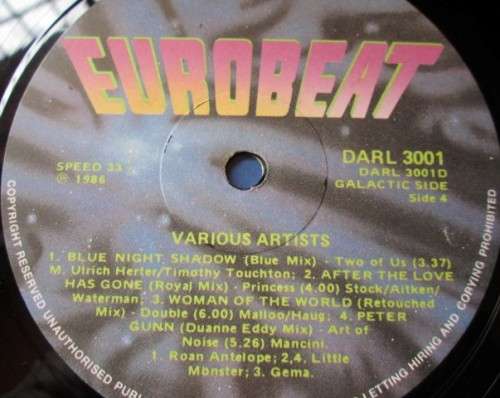 Eurobeat Vol One (DARL3001) 2x Vinyl LP Records
