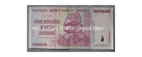 Zimbabwe Five Hundred Million Dollars 2008 (x1)