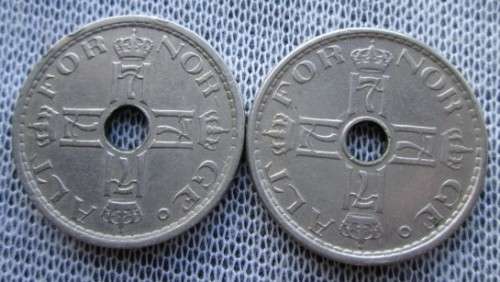 1928/48 Norway 50 Ore Norge (x2 Coins Lot)