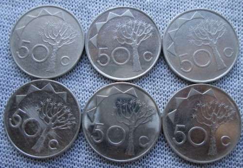 50 Cents 1993 Namibia (x6 Coins Lot)