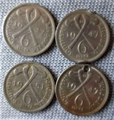 1947/1951 Southern Rhodesia  6 Pence (Lot)