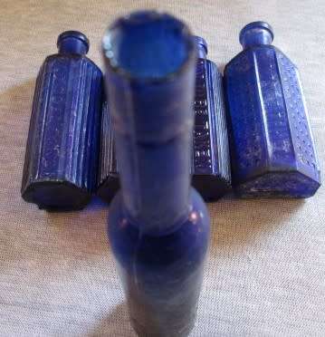 Blue Medical Bottles - Empty x6