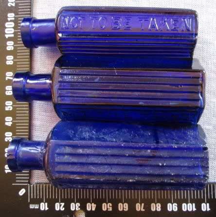 Blue Medical Bottles - Empty x6