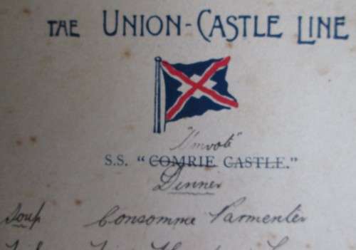 1927 THE UNION CASTLE LINE MENU 1927/08/06