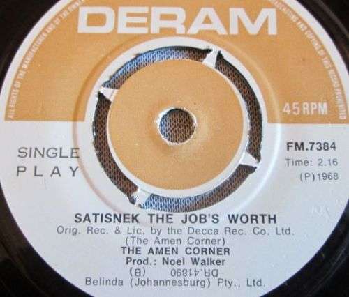 THE AMEN CORNER - SATISNEK THE JOB`s WORTH 1968 (FM 7284) 45 RPM