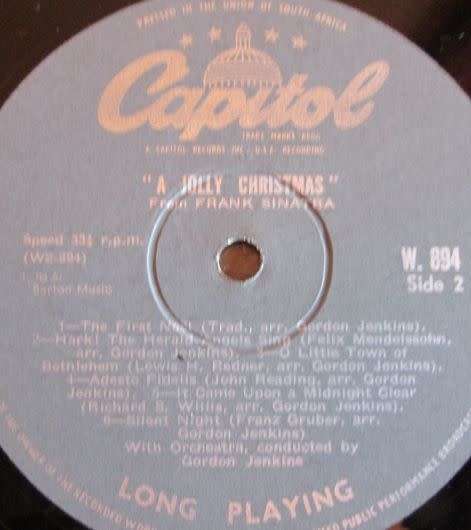A JOLLY CHRISTMAS BY FRANK SINATRA LP RECORD