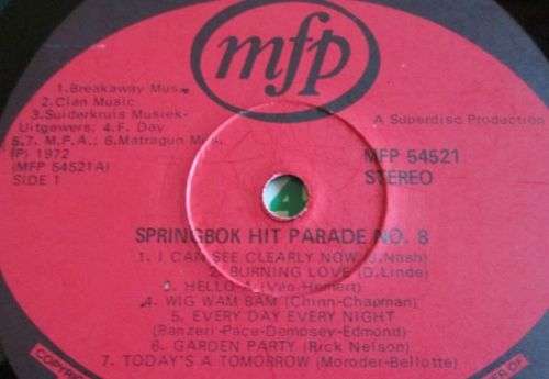 1972 SPRINGBOK HOT PARADE 8 (MPF 54521) LP VINYL RECORD - S210