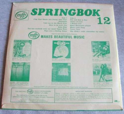 1973 SPRINGBOK HIT PARADE NO. 12 (MFP 54542) VINYL LP RECORD - S214