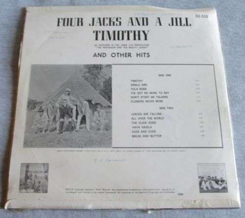 FOUR JACKS AND A JILL - 1967 TIMOTHY AND THE OTHER HITS (UQPP.4792) VINYL LP RECORD - S221