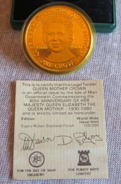 80th Anniversary of Majesty 1900-1980 One Crown Commemorative Cupro Nickel Diamond Polish
