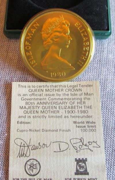80th Anniversary of Majesty 1900-1980 One Crown Commemorative Cupro Nickel Diamond Polish