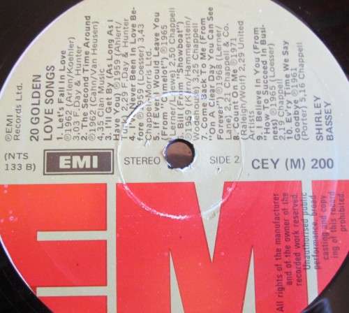 Shirley Bassey 20 Golden Love Songs