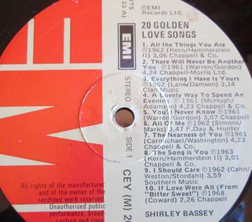 Shirley Bassey 20 Golden Love Songs
