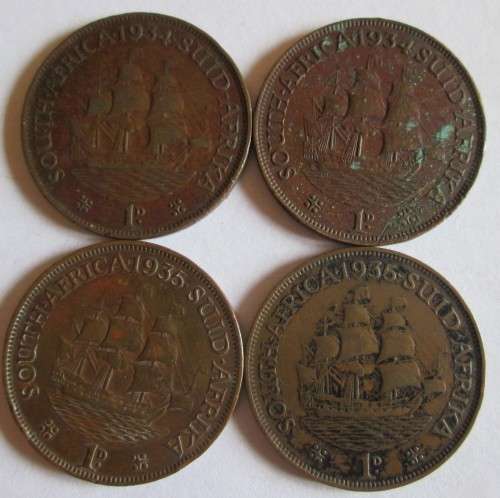 Union of South Africa - 1 Penny 1934 - 1935 (Lot)