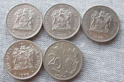 Twenty Cents 1972/75/77/78 South Africa (Lot)