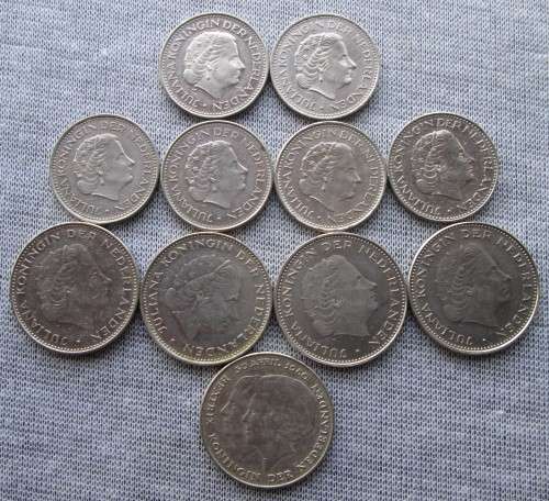 1 & 2 1/2 Gulden Nederland 1969/70/72/73/78 (x12 Coins Lot)