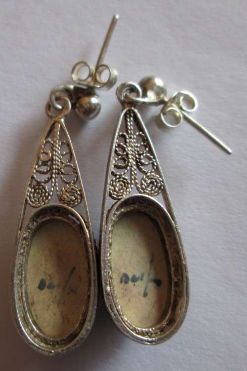 DELFT VINTAGE TEARDROP EARRINGS HOLLAND BLUE WINDMILL HALLMARKED SILVER
