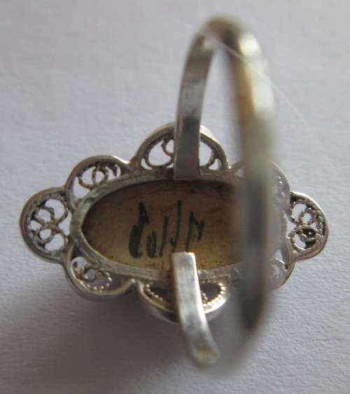 DELFT VINTAGE RING HOLLAND BLUE WINDMILL SILVER