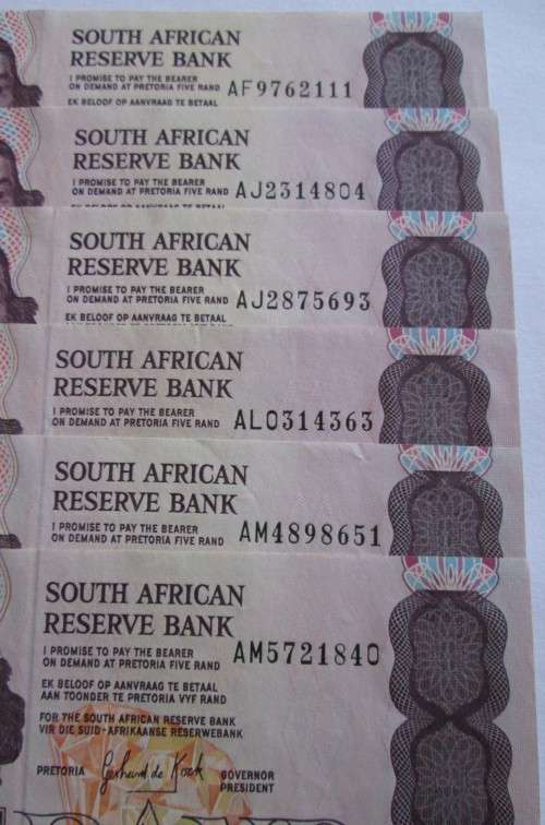 FIVE RAND NOTES x48 CL STALS (BID PER NOTE)