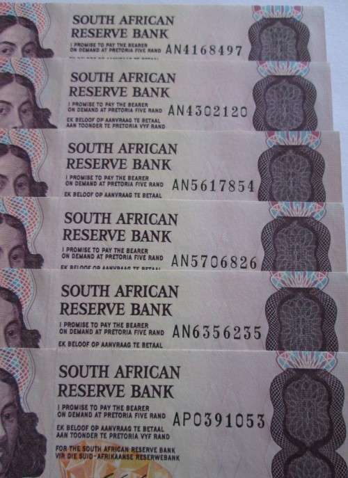 FIVE RAND NOTES x48 CL STALS (BID PER NOTE)