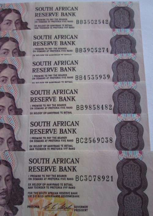 FIVE RAND NOTES x48 CL STALS (BID PER NOTE)