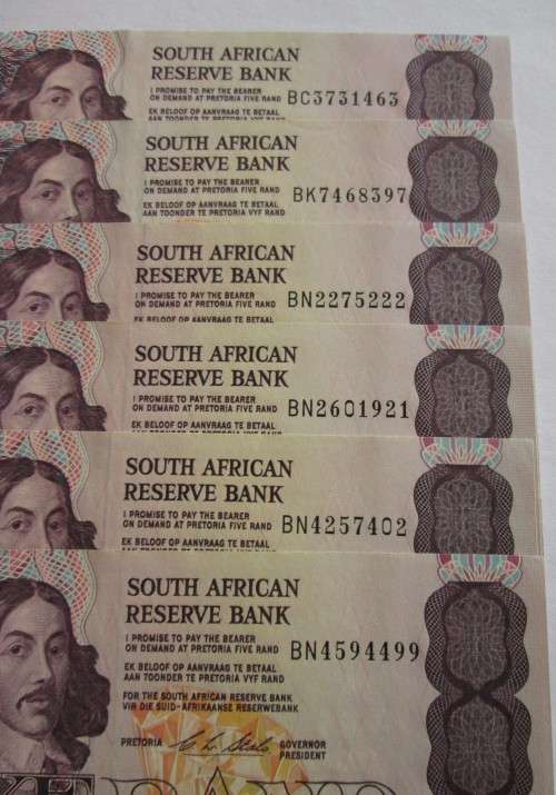 FIVE RAND NOTES x48 CL STALS (BID PER NOTE)