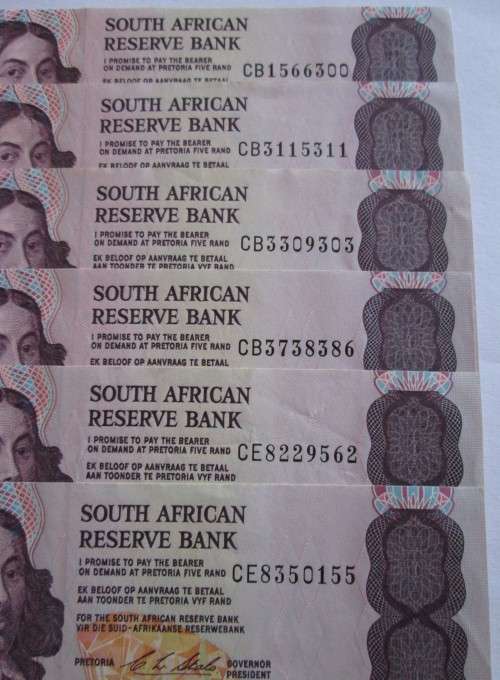 FIVE RAND NOTES x48 CL STALS (BID PER NOTE)
