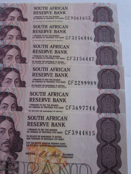 FIVE RAND NOTES x48 CL STALS (BID PER NOTE)