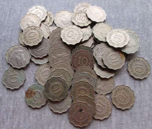 10 Cents Mauritius (x52 Lot) 1954/57/59/60/63/64/65/71/75/78