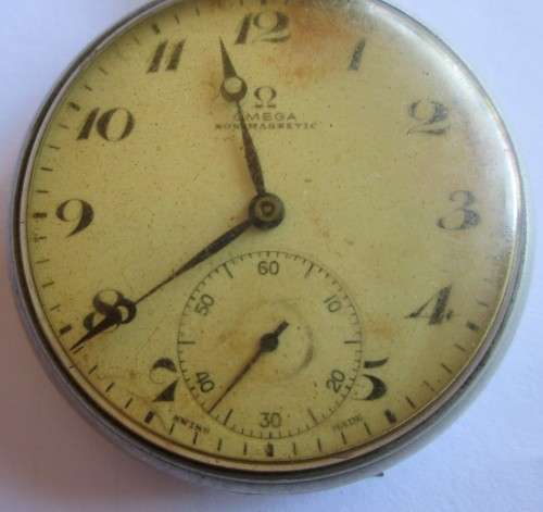 OMEGA NOT MAGNETIC POCKET WATCH SWISS 15 JEWELS NR. 10915375 VINTAGE - WORKING CONDITION